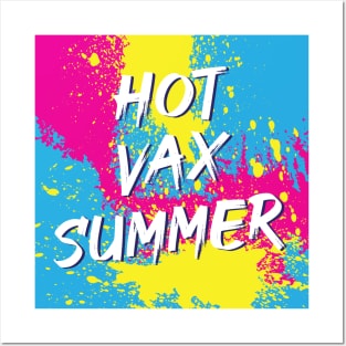 Hot Vax Summer Background Magenta Cyan Yellow Splatter Paint Posters and Art